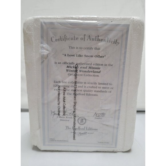 Mickey Mouse 2008 Snow Globe Ornament A LOVE LIKE SNOW OTHER Bradford #A0278 COA - Picture 9 of 10